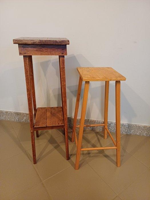 Table à plantes - Chêne, Hêtre - Deux petites tables, Antiek en Kunst, Kunst | Designobjecten