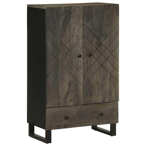 vidaXL Hoge kast 60x33x100 cm massief mangohout zwart, Huis en Inrichting, Woonaccessoires | Cd- en Dvd-rekken, Nieuw, Verzenden