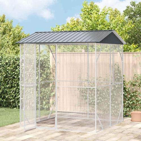 vidaXL Vogelkooi Antraciet 215 x 208 x 247 cm Gegalvaniseerd, Dieren en Toebehoren, Vogels | Toebehoren, Nieuw, Verzenden
