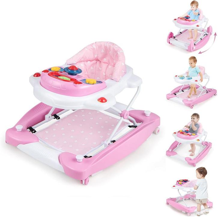 Loopstoel - Baby walker - Loopwagen - Opvouwbaar - Roze - CO, Kinderen en Baby's, Speelgoed | Babyspeelgoed, Nieuw, Verzenden