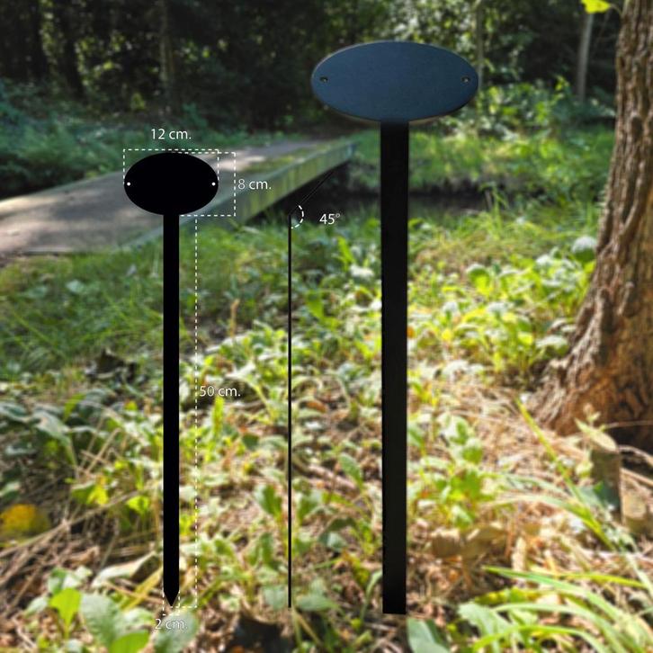 Bord op steekpaal 12x8cm ovaal, Verzamelen, Merken en Reclamevoorwerpen, Verzenden