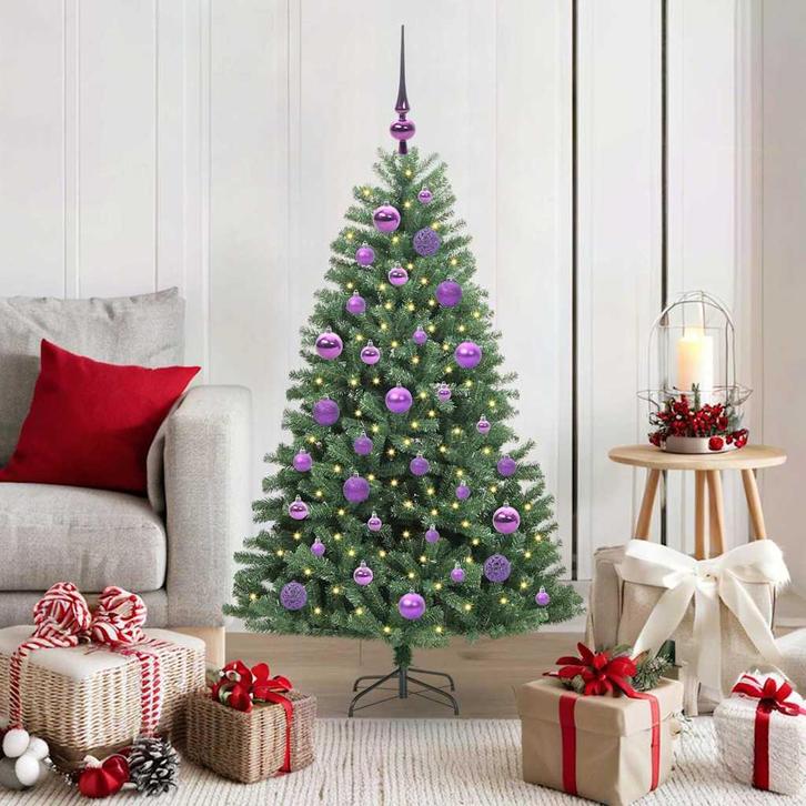 vidaXL Kunstmatige Hinged Kerstboom Groen 120 cm PVC en, Diversen, Kerst, Nieuw, Verzenden