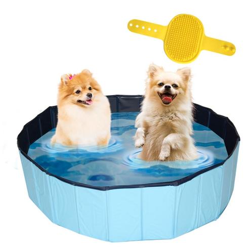 Lendo Online Hondenzwembad met borstel Ø120x30cm PVC Blauw, Dieren en Toebehoren, Hondenspeelgoed, Verzenden