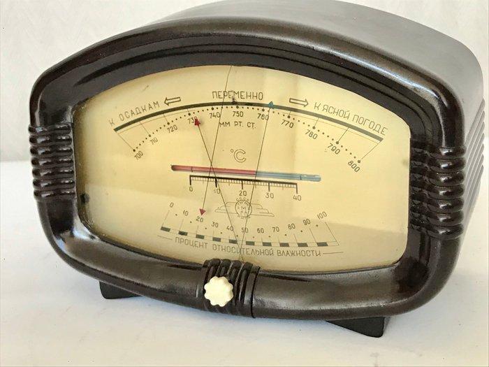 Weerstation - Bakeliet, Glas - Tafelmodel weerstation, Antiek en Kunst, Antiek | Wandborden en Tegels