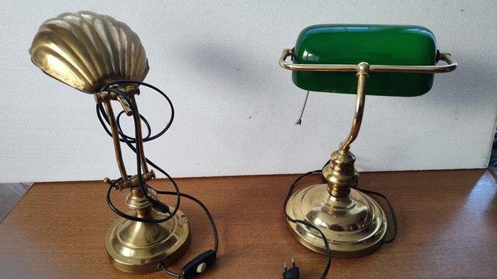 Tafellamp (2) - Verguld messing - Bureau lampen, Antiek en Kunst, Curiosa en Brocante