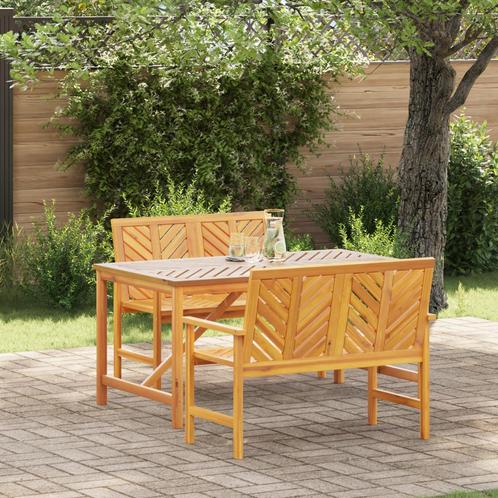 vidaXL 3-delige tuinset tafel met stoelen in massief, Tuin en Terras, Tuintafels, Nieuw, Verzenden