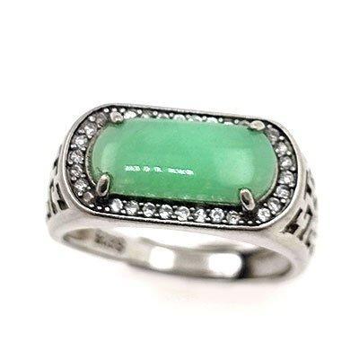 Sans Prix de Réserve - Bague amulette Argent, Jade Fei Cui, Handtassen en Accessoires, Antieke sieraden