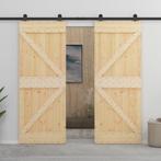 vidaXL Schuifdeur met beslag 80x210 cm massief grenenhout, Doe-het-zelf en Bouw, Verzenden, Nieuw
