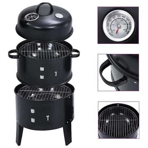 vidaXL Houtskoolroker barbecue-grill 3-in-1 40x80 cm, Tuin en Terras, Houtskoolbarbecues, Nieuw, Verzenden