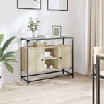 vidaXL Dressoir met glazen blad 98x35x81 cm hout sonoma, Huis en Inrichting, Kasten | Dressoirs, Verzenden, Nieuw