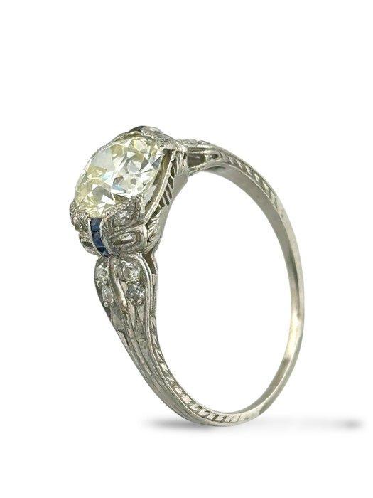 Ring Platina, Platina ring met 2,10 karaat oude Europese, Handtassen en Accessoires, Ringen