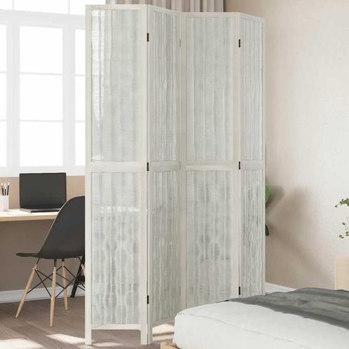 vidaXL Kamerscherm met 4 panelen massief paulowniahout wit, Huis en Inrichting, Woonaccessoires | Overige, Nieuw, Verzenden