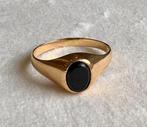 Ring - 18 karaat Geel goud Onyx, Handtassen en Accessoires, Ringen, Nieuw