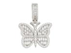 Veiling - Zilverkleurige hanger vlinder met briljanten moiss, Nieuw