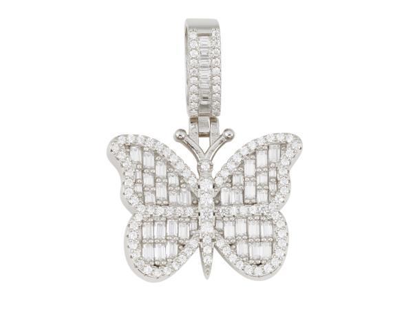 Veiling - Zilverkleurige hanger vlinder met briljanten moiss, Bijoux, Sacs & Beauté, Pendentifs