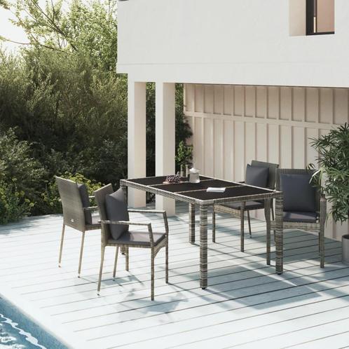vidaXL 5-delige Tuinset met kussens poly rattan grijs, Tuin en Terras, Tuinsets en Loungesets, Tuinset, Nieuw, Verzenden