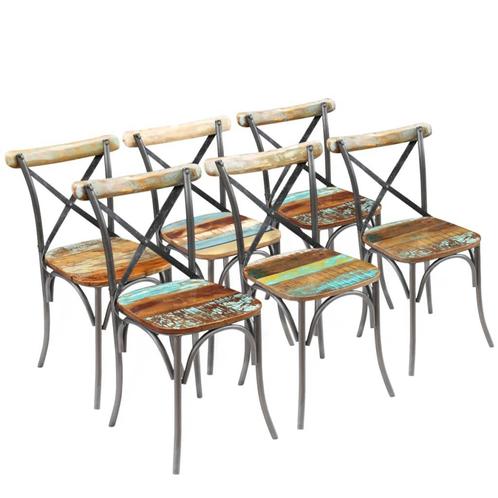 vidaXL Eetkamerstoelen 6 st massief gerecycled hout, Huis en Inrichting, Stoelen, Nieuw, Verzenden