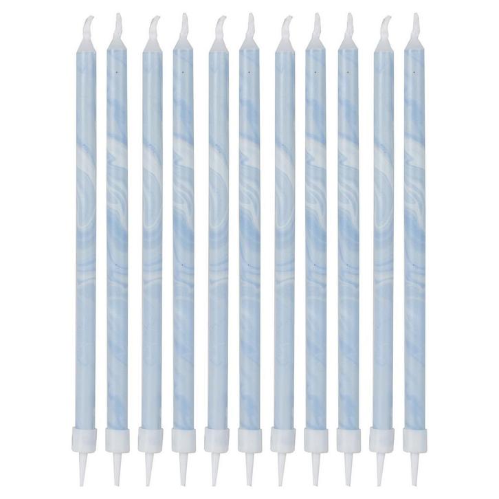 Blauwe Kaarsen Marmer 18cm 12st, Hobby & Loisirs créatifs, Articles de fête, Envoi