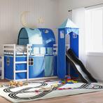 vidaXL Stapelbed met glijbaan en gordijnen blauw 90x200 cm, Verzenden, Nieuw