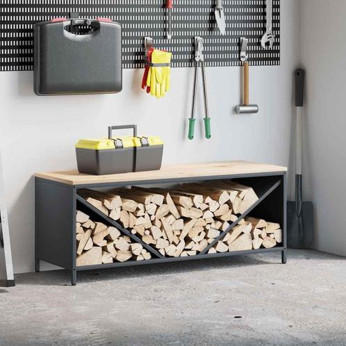 vidaXL Brandhoutrek met houten blad 100,5x35,5x40 cm, Tuin en Terras, Brandhout, Verzenden