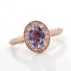 14 karaat Rosé goud - Ring - 0.75 ct Saffier - Diamant