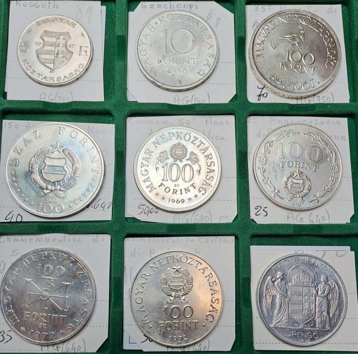 Hongarije. Lot of 9 silver coins, Postzegels en Munten, Munten | Europa | Niet-Euromunten