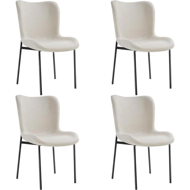 tectake Gestoffeerde stoel Tessa - Geweven stof gebroken wit, Huis en Inrichting, Stoelen, Verzenden