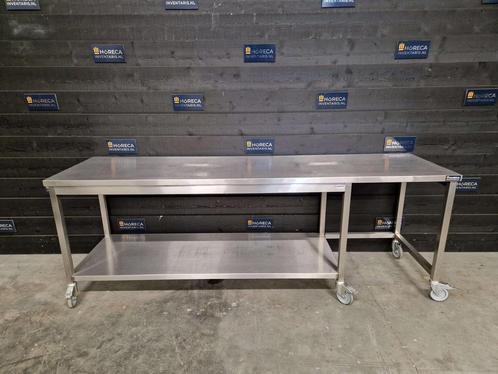 Werktafel | verrijdbaar | RVS | 260 cm, Zakelijke goederen, Horeca | Meubilair en Inrichting, Gebruikt