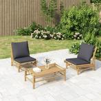 vidaXL Tuinstoelen 2 st met donkergrijze kussens bamboe, Tuin en Terras, Verzenden, Nieuw