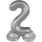 2 Jaar Cijfer Ballon Zilver 41cm, Nieuw, Verzenden