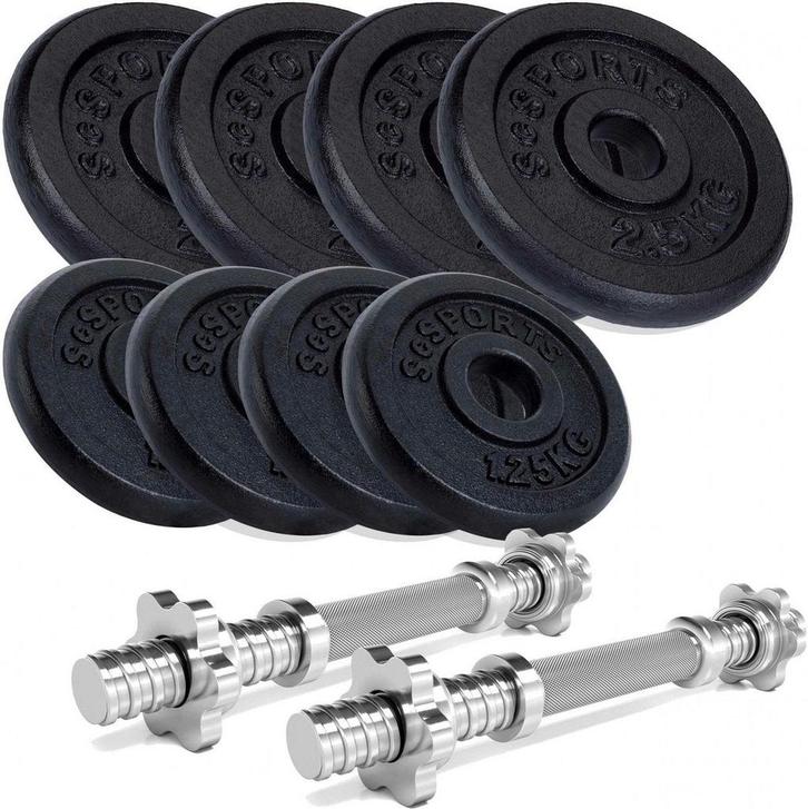 ScSPORTS® Halterset 20 kg - 4x1,25 - 4x2,5 kg halterschijven, Huis en Inrichting, Overige Huis en Inrichting, Verzenden