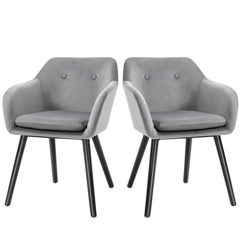 Eetkamerstoel - Fluwelen Luxe - Leuning - Beukenhout - Grijs, Huis en Inrichting, Stoelen, Nieuw, Stof, Ophalen of Verzenden
