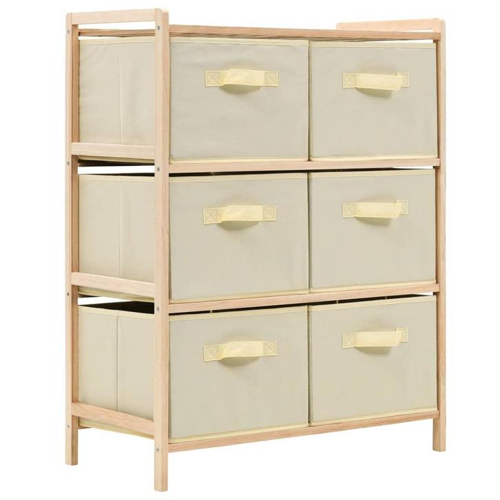vidaXL Opbergmeubel met 6 stoffen manden cederhout beige, Huis en Inrichting, Kasten | Overige, Nieuw, Verzenden