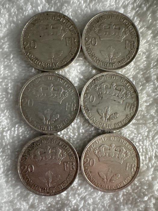 België. 20 Francs Lot van 6 stuks (Zonder minimumprijs), Postzegels en Munten, Munten | Nederland