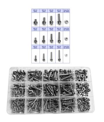 Set van 360 bouten, moeren en ringen (kruiskop, M3, M4, M5), Verzenden