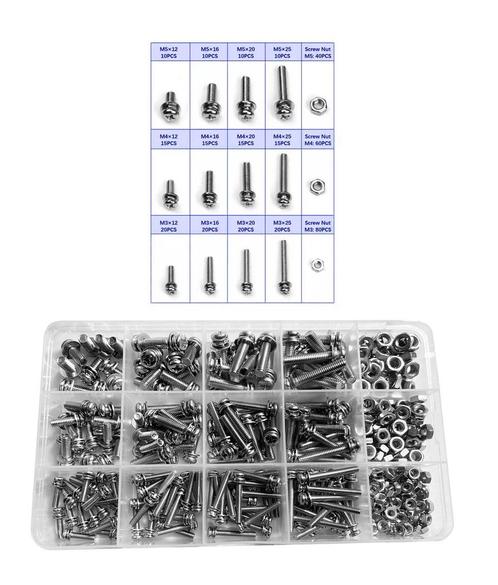 Set van 360 bouten, moeren en ringen (kruiskop, M3, M4, M5), Doe-het-zelf en Bouw, Gereedschap | Overige machines, Nieuw, Verzenden