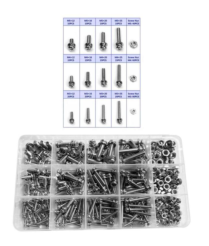 Set van 360 bouten, moeren en ringen (kruiskop, M3, M4, M5), Doe-het-zelf en Bouw, Gereedschap | Overige machines, Nieuw, Verzenden