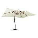 vidaXL Zweefparasol met houten paal 400x300 cm zandwit, Tuin en Terras, Verzenden, Nieuw