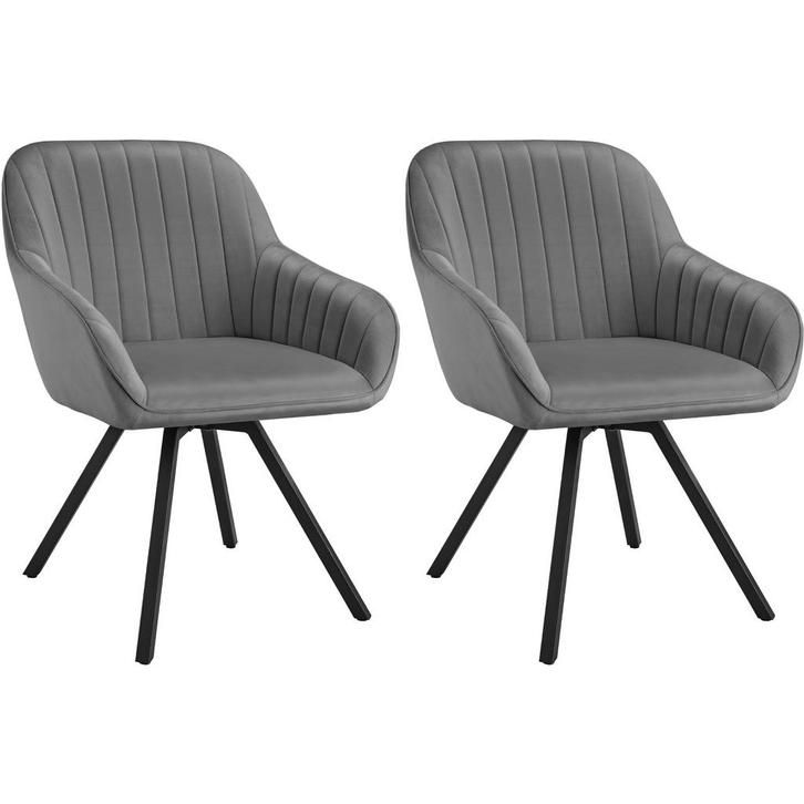 tectake Draaibare fluwelen stoel Snug, gestoffeerd - grijs,, Huis en Inrichting, Stoelen, Verzenden