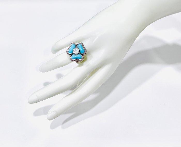 Zonder Minimumprijs - Ring Zilver Turquoise, Handtassen en Accessoires, Ringen