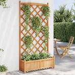 vidaXL Plantenbak met latwerk massief vurenhout bruin, Tuin en Terras, Verzenden, Nieuw