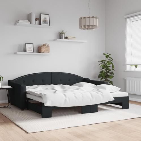 vidaXL Slaapbank met onderschuifbed 90x200 cm stof zwart, Huis en Inrichting, Slaapkamer | Bedden, Nieuw, Verzenden