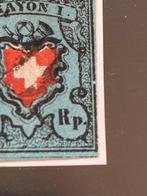 Zwitserland 1850 - 5 Rp. zwart/rood/groenachtigblauw, RAYON, Postzegels en Munten, Gestempeld