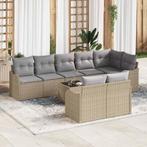 vidaXL Tuinbank Set 9 pcs Beige poly rattan, Tuin en Terras, Verzenden, Nieuw