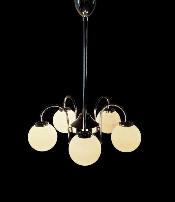 Plafondlamp - Gechromateerd metaal, kristal, Antiek en Kunst, Antiek | Verlichting