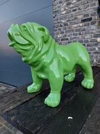 Beeld, garden statue English bulldog green color - 43 cm -