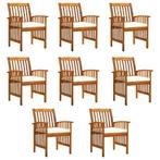 vidaXL Tuinstoelen 8 stuks met kussens, massief acaciahout, Tuin en Terras, Verzenden, Nieuw