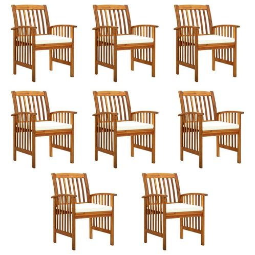 vidaXL Tuinstoelen 8 stuks met kussens, massief acaciahout, Tuin en Terras, Tuinstoelen, Nieuw, Verzenden