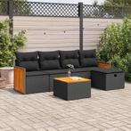 vidaXL 6-delige Loungeset met kussens poly rattan zwart, Tuin en Terras, Verzenden, Nieuw, Loungeset