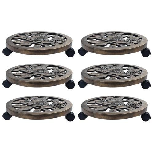 vidaXL Plantentrolleys 6 st 38 cm kunststof bronskleurig, Tuin en Terras, Bloembakken en Plantenbakken, Nieuw, Verzenden